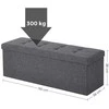 Songmics Minkštas suolas su sandėliavimo vieta 110 cm pilkos spalvos