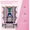 HOMCOM vaikiškas batutas Ø140 cm, batutas su apsauginiu tinklu, kraštų danga, sodo batutas vaikams 3–10 metų, keliamoji galia iki 50 kg, rožinis