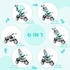 HOMCOM 6-in-1 triratukas su stūmimo strypu, vaikiškas triratukas su nuimamu stogeliu nuo saulės, pagalvėle, balansinis dviratukas su 5 taškų saugos diržais, krepšeliu, puodelio laikikliu, skirtas 1-5 metų vaikams, žalias