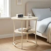 TV staliukas Relaxdays Šoninis staliukas su 2 lentynomis, apvalus, plieno rėmas, Ø 55 cm, aukštis 55 cm
