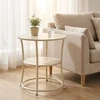 TV staliukas Relaxdays Šoninis staliukas su 2 lentynomis, apvalus, plieno rėmas, Ø 55 cm, aukštis 55 cm