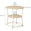 TV staliukas Relaxdays Šoninis staliukas su 2 lentynomis, apvalus, plieno rėmas, Ø 55 cm, aukštis 55 cm