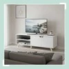 TV staliukas Relaxdays TV spintelė, 6 skyreliai, balta, su saugykla