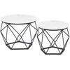 TV staliukas Songmics Kavos staliukų rinkinys 50x50x40,3 cm Marmuras Balta Plieno Rėmas