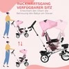 HOMCOM 2in1 triratis stumti baras vaikų triratis saugos diržas sulankstomas saulės stogelis puodelio laikiklis krepšys pedalas 1-5 metų rožinė