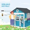 "Outsunny" medinis vaikų žaidimų namelis Lauko žaidimų namelis su langu, gėlių lentyna, augalų dėžute ir durimis Sodo namelis vaikams nuo 3 iki 8 metų Mėlyna