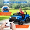 AIYAPLAY vaikiškas elektrinis automobilis, 12 V visureigis su 2.4G nuotolinio valdymo pulteliu ir priekaba, vaikiška transporto priemonė su LED žibintais, švelniu paleidimu, muzika ir garso signalu, 2,5-4 km/val., skirta 3-8 metų vaikams, šviesiai mėlynos spalvos