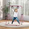 "HOMCOM" Vaikų gimnastikos horizontalioji lazda 5 pakopų reguliuojamo aukščio horizontalioji lazda horizontalioji lazda su gimnastikos žiedais, skirta naudoti patalpose, iki 50 kg apkrovos, plieninė rožinė