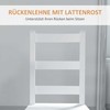 HOMCOM valgomojo kėdės, 2 vnt., medinės, virtuvinės kėdės su lentjuosčių atlošu, neslystančios kėdės, svetainės kėdės valgomojo stalui, baltos