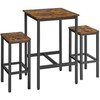 Songmics Baro stalas su kėdėmis, 60x60x90 cm, ruda/juoda