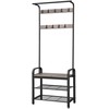 Songmics Drabužių kabykla su batų laikymo suoliuku, 33,7x77x183 cm, juoda