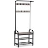 Songmics Drabužių kabykla su batų laikymo suoliuku, 33,7x77x183 cm, juoda
