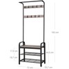 Songmics Drabužių kabykla su batų laikymo suoliuku, 33,7x77x183 cm, juoda