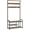 Songmics Drabužių kabykla su batų suoliuku, 85x30x180,5 cm, juoda