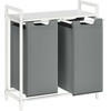 Songmics Vasagle Skalbinių krepšys 2 x 46 l su lentyna 73 x 33 x 72 cm