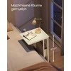 Songmics Vasagle C formos šoninis staliukas su 2 kintamosios srovės lizdais, kreminės baltos spalvos