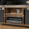 Songmics TV staliukas, 120x40x50 cm, rudas ir juodas