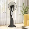 HOMCOM Vandens ventiliatorius, pastatomas, su reguliuojamu purškimo rūku, 3 greičiai, 3 L vandens bakelis, 75° svyravimas, 90 W, su ratukais, 125 cm