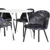 Venture Design Apskritas stalas, Plaza, 100 cm, Balta + Veltetinė valgomasis kėdė, 55x78x50.5 cm, Juoda