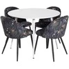 Venture Design Apskritas stalas, Plaza, 100 cm, Balta + Veltetinė valgomasis kėdė, 55x78x50.5 cm, Juoda