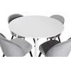 Venture Design Apskritas stalas, Plaza, 100 cm, Balta+Valgomasis kėdė, Sametas, 57x76.5x50 cm, Šviesiai pilka