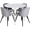 Venture Design Apskritas stalas, Plaza, 100 cm, Balta+Valgomasis kėdė, Sametas, 57x76.5x50 cm, Šviesiai pilka