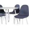 Venture Design Apskritas stalas, Plaza, 100 cm, Balta + Valgomasis kėdė, Polar, 53x87x44 cm, Mėlyna