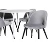 Venture Design Apskritas stalas, Plaza, 100 cm, Balta+Valgomasis kėdė, Sametas, 57x76.5x50 cm, Šviesiai pilka