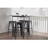 Venture Design Baro stalas ir baro kėdė, 120x60 cm, juodas MDF ir metalas