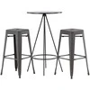 Venture Design Baro stalo ir baro kėdžių komplektas 60 cm juodos ir tamsiai pilkos MDF metalo