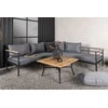 Venture Design Kampinė sofa, juodas metalas, ąžuolo mediena, terasos baldai