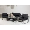 Venture Design Poilsio komplektas, Utah, Stalas: 41x100x60 cm Kėdė: 76x77x67 cm Sofa: 76x77x127 cm, Juoda