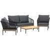 Venture Design Sodo baldų komplektas, Andora, stalas, kėdė ir sofa, juoda