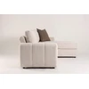 Venture Design sofa-lova Teo, kairiąja gulimąja dalimi, smėlio spalvos