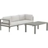 Venture Design Sofos komplektas 2 vietų sofa ir fotelis su staliuku ruda balta