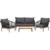 Venture Design Sodo baldų komplektas, Andora, stalas, kėdė ir sofa, juoda