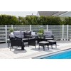Venture Design Sofos komplektas, Knock, stalas: 120x70 cm, kėdė: 75x60 cm, sofa: 158x69 cm, ottomanas: 38x38 cm, juoda