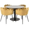 Venture Design Stalas, Estelle, ø106 cm, Juoda; Kėdė, Limhamn, 54x76 cm, Aukso spalvos