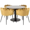 Venture Design Stalas, Estelle, ø106 cm, Juoda; Kėdė, Limhamn, 54x76 cm, Aukso spalvos