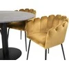 Venture Design Stalas, Estelle, ø106 cm, Juoda; Kėdė, Limhamn, 54x76 cm, Aukso spalvos