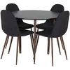 Venture Design Valgomasis komplektas, Plaza apvalus stalas su Polar kėdėmis, ⌀100 cm ir 53x87x44 cm, Juoda ir Riešutmedis