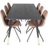 Venture Design Valgomasis stalas, Dipp, 180x90 cm, Juodas / Valgomasis kėdė, Polar, 88x44 cm, Ruda