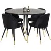 Venture Design Valgomasis stalas, Dipp, 115 cm, Juodas / Valgomasis kėdė, Velvetas, 57x76.5x50 cm, Juoda