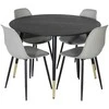 Venture Design Valgomasis stalas, Dipp, ⌀115 cm, Juodas / Valgomasis kėdė, Polar, 58x81x45.5 cm, Pilka