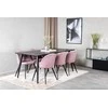 Venture Design Valgomasis stalas, Dipp, 180x90 cm, Juodas / Valgomasis kėdė, Velvetas, 57x76.5x50 cm, Rožinis