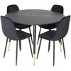 Venture Design Valgomasis stalas, Dipp, 115 cm, Juodas / Valgomasis kėdė, Polar Diamond, 52x86x44 cm, Juoda