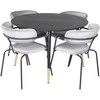 Venture Design Valgomasis stalas, Dipp, ⌀115 cm, Juodas / Kėdė, Arrow, 61x79x58 cm, Pilka