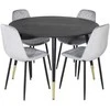 Venture Design Valgomasis stalas, Dipp, ⌀115 cm, Juodas / Valgomasis kėdė, Polar, 52x86x44 cm, Pilka