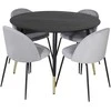 Venture Design Valgomasis stalas, Dipp, ⌀115 cm, Juodas / Valgomasis kėdė, Raukšlės, 50x79.5x49 cm, Pilka