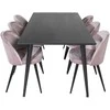 Venture Design Valgomasis stalas, Dipp, 180x90 cm, Juodas / Valgomasis kėdė, Velvetas, 57x76.5x50 cm, Rožinis